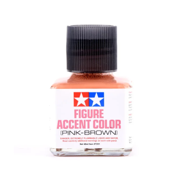 FIGURE ACCENT COLOR DELINEAMENTO ROSA MARROM COM PINCEL APLICADOR 40ML PARA REALÇAR MODELOS DE FIGURAS TAMIYA TAM 87201